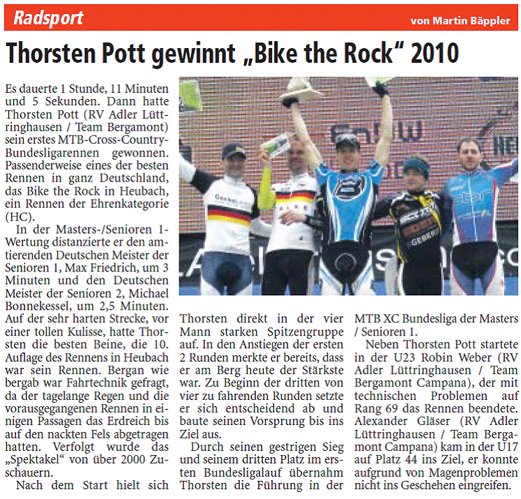 Thorsten Pott gewinnt Bike the Rock 2010
