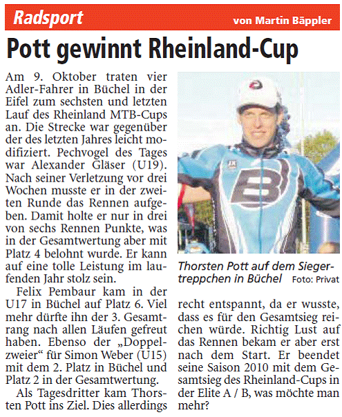 Thorsten gewinnt Rheinland MTB Cup 2010