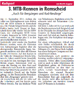 Vorbericht aus dem LA zum MTB vom 08.09.2011 - Klick zum vergrößern