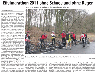 LA zum Eifelmarathon vom 09.02.2011 | zum vergrößern klicken