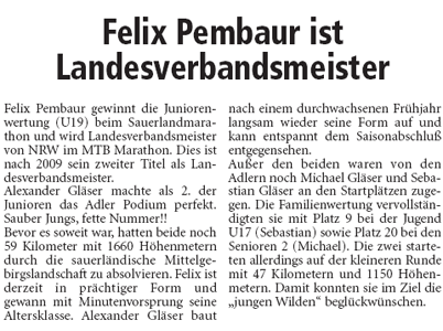 Felix Pembaur holt NRW Titel 2011, aus dem LA - Klick zum vergrößern