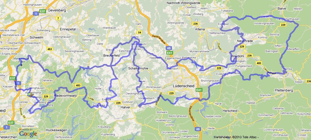 Übersichtskarte aller Strecken | Link zu GPsies Übersichtskarte aller Strecken | Link zu GPsies